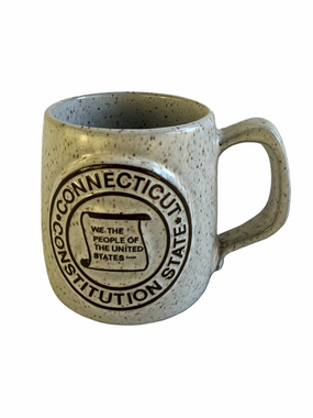 Vintage Onion River Pottery Connecticut Constitution State Mug Speckled Stonewar